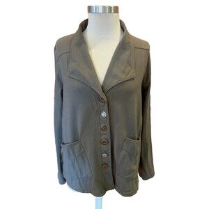 Neon Buddha Women's Size XS Runs Larger  Military Green Jacket Stretch Cozy Soft